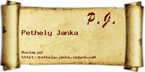 Pethely Janka névjegykártya
